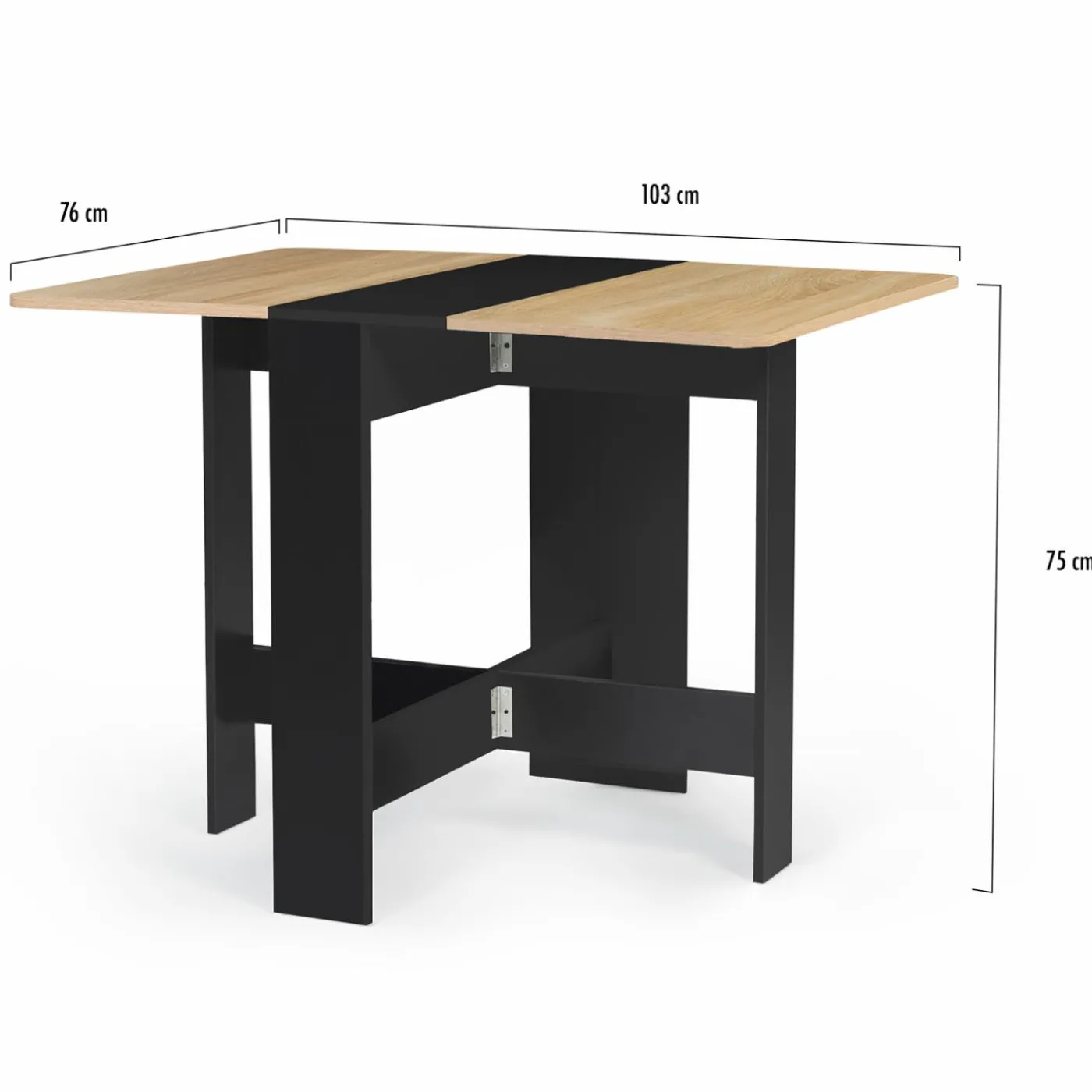 Table console bois noir et imitation hêtre