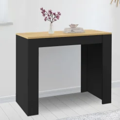Table console extensible noir et bois