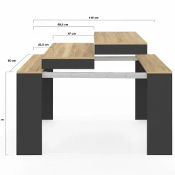 Table console extensible noir et bois