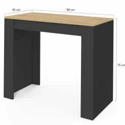 Table console extensible noir et bois
