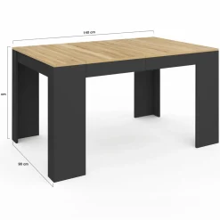 Table console extensible noir et bois