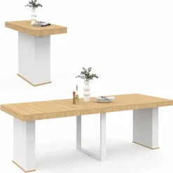 Table console extensible bois et blanc