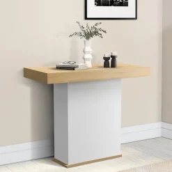 Table console extensible bois et blanc