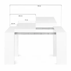 Table console extensible blanche 6 personnes 140 cm