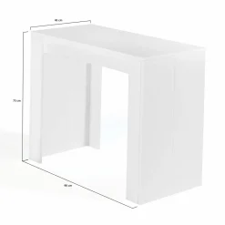 Table console extensible blanche 6 personnes 140 cm