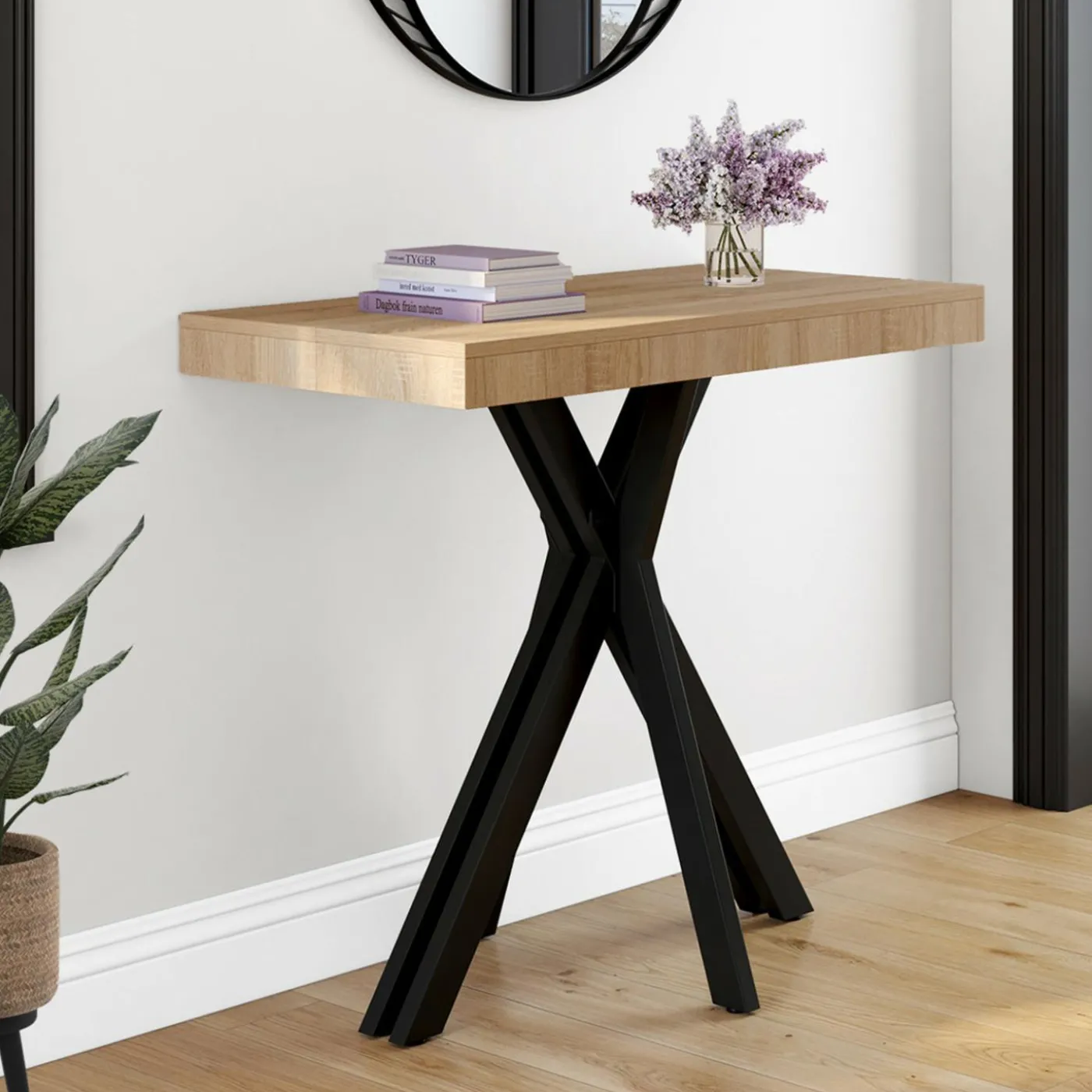 Table console extensible 10 personnes 235 cm design industriel