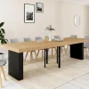 Table console extensible 14 personnes 300 cm bois et noir