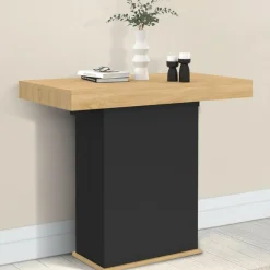 Table console extensible 14 personnes 300 cm bois et noir