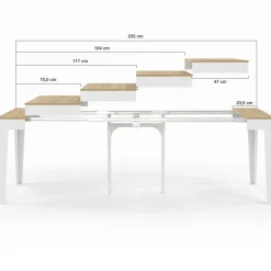 Table console extensible 10 personnes 235 cm bois et façon hêtre