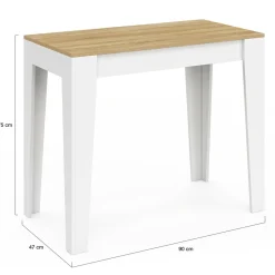 Table console extensible 10 personnes 235 cm bois et façon hêtre