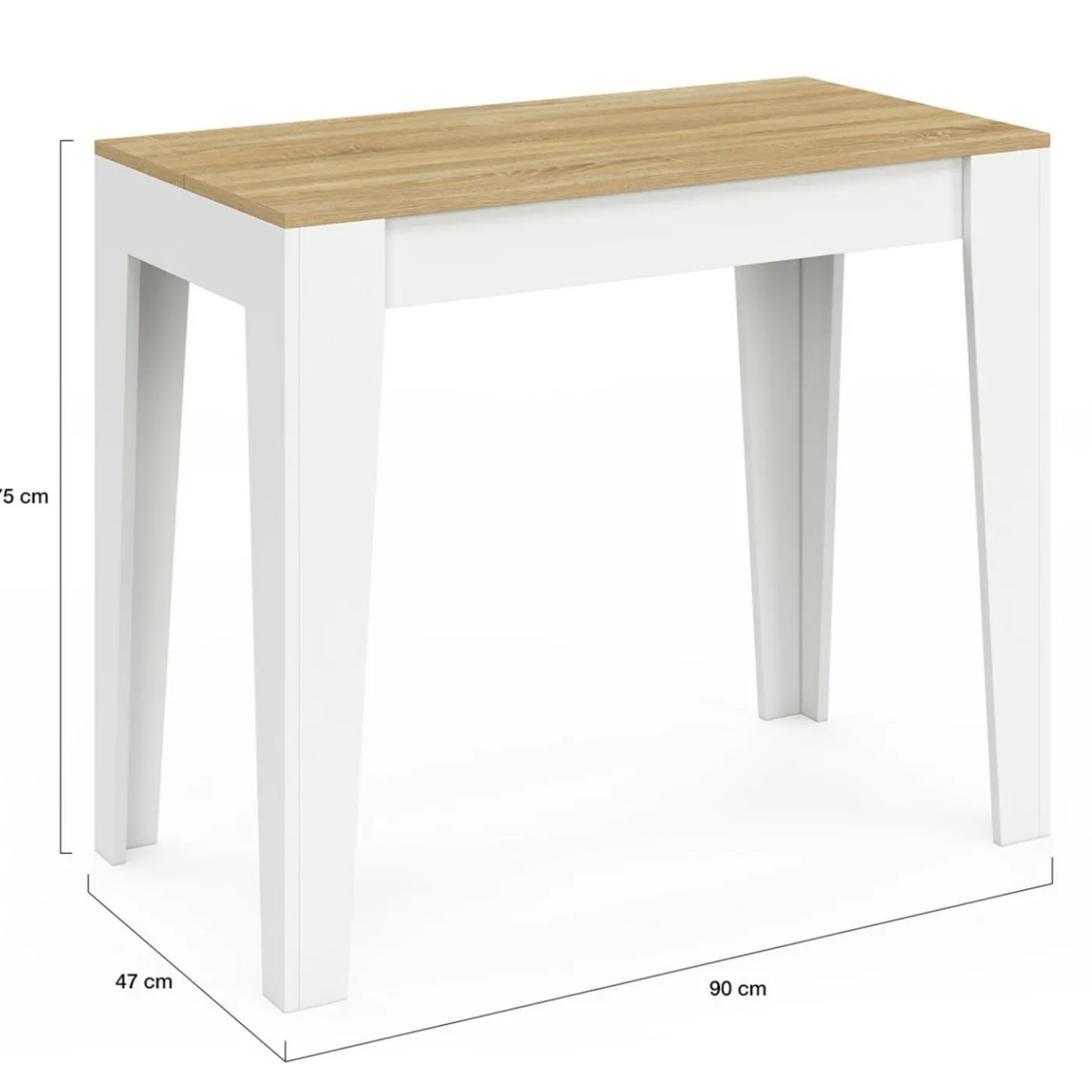 Table console extensible 10 personnes 235 cm bois et façon hêtre