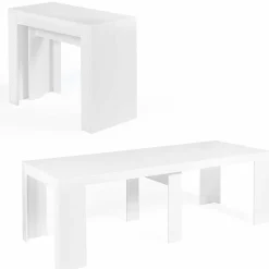 Table console extensible blanche 10 personnes 235 cm