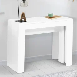 Table console extensible blanche 10 personnes 235 cm