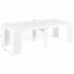 Table console extensible blanche 10 personnes 235 cm