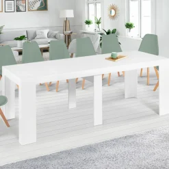 Table console extensible blanche 14 personnes 300 cm