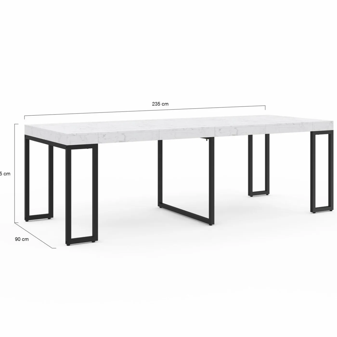 Table console extensible effet marbre blanc 10 personnes