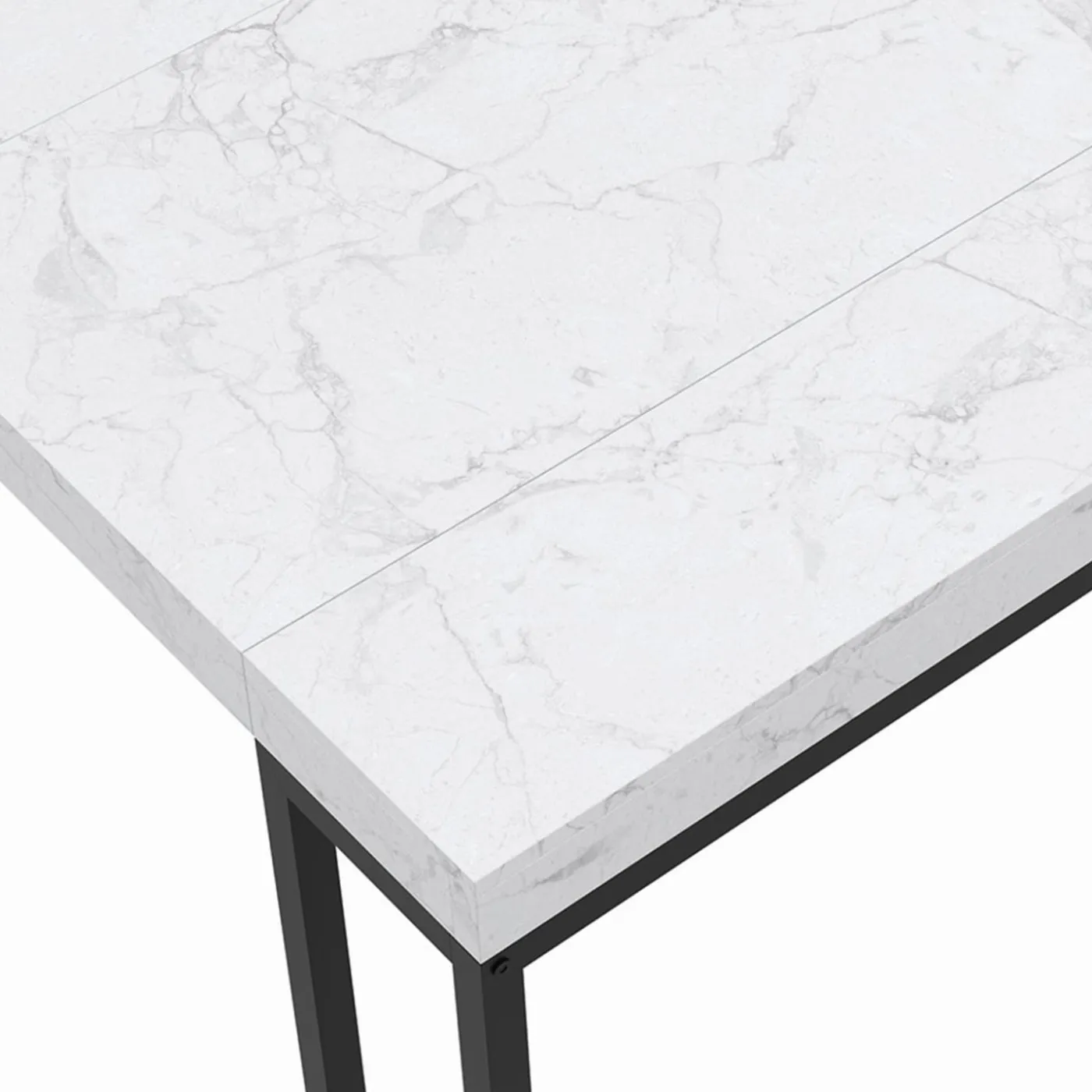 Table console extensible effet marbre blanc 10 personnes