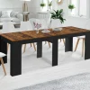Table console extensible 235 cm effet vieilli et noir 10 personnes