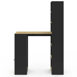 Table de bar avec rangements noir et bois
