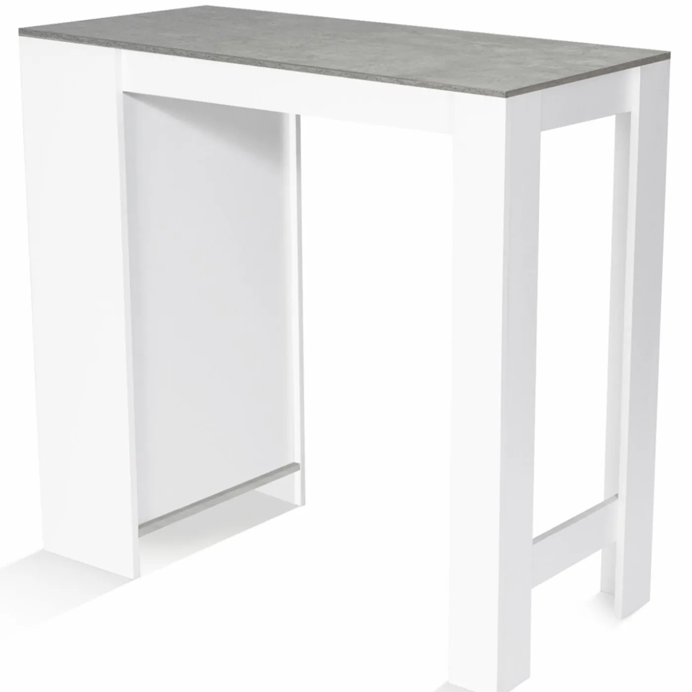 Table de bar haute 2 à 4 personnes blanche et grise effet béton