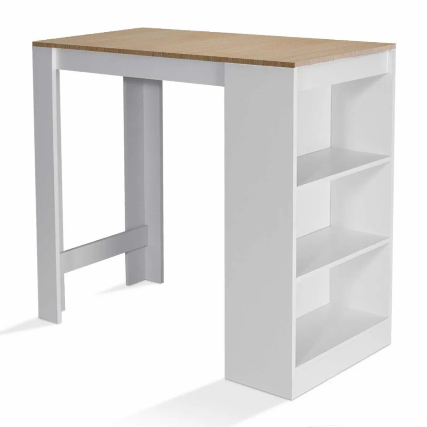 Table de bar haute 2 à 4 personnes bois blanc et imitation hêtre