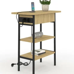 Table de chevet / d'appoint design industriel avec multiprise