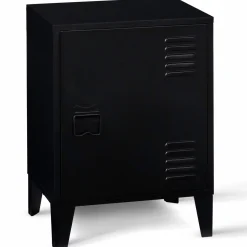 Table de chevet casier métal noir