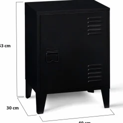 Table de chevet casier métal noir