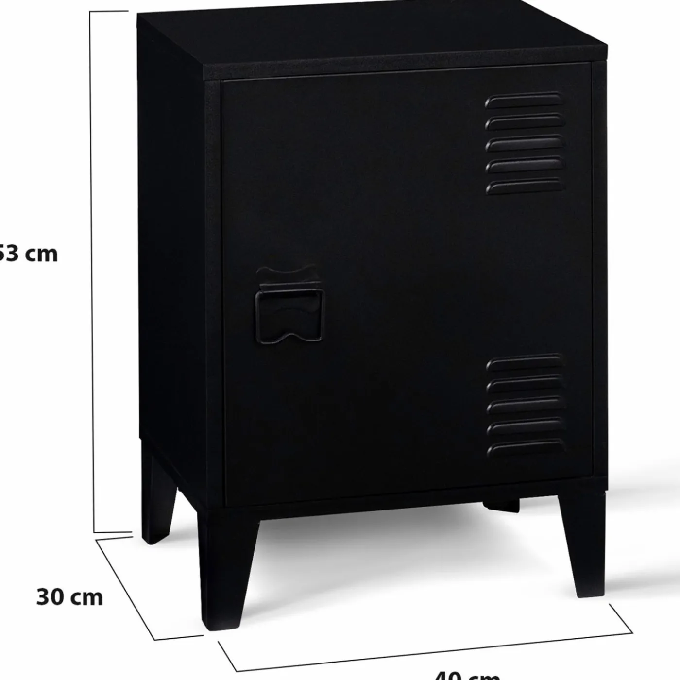 Table de chevet casier métal noir