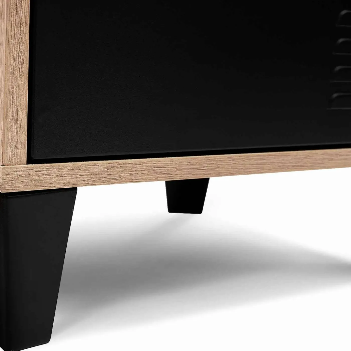 Table de chevet casier métal noir et bois