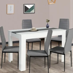 Table de cuisine 6 personnes blanche et grise