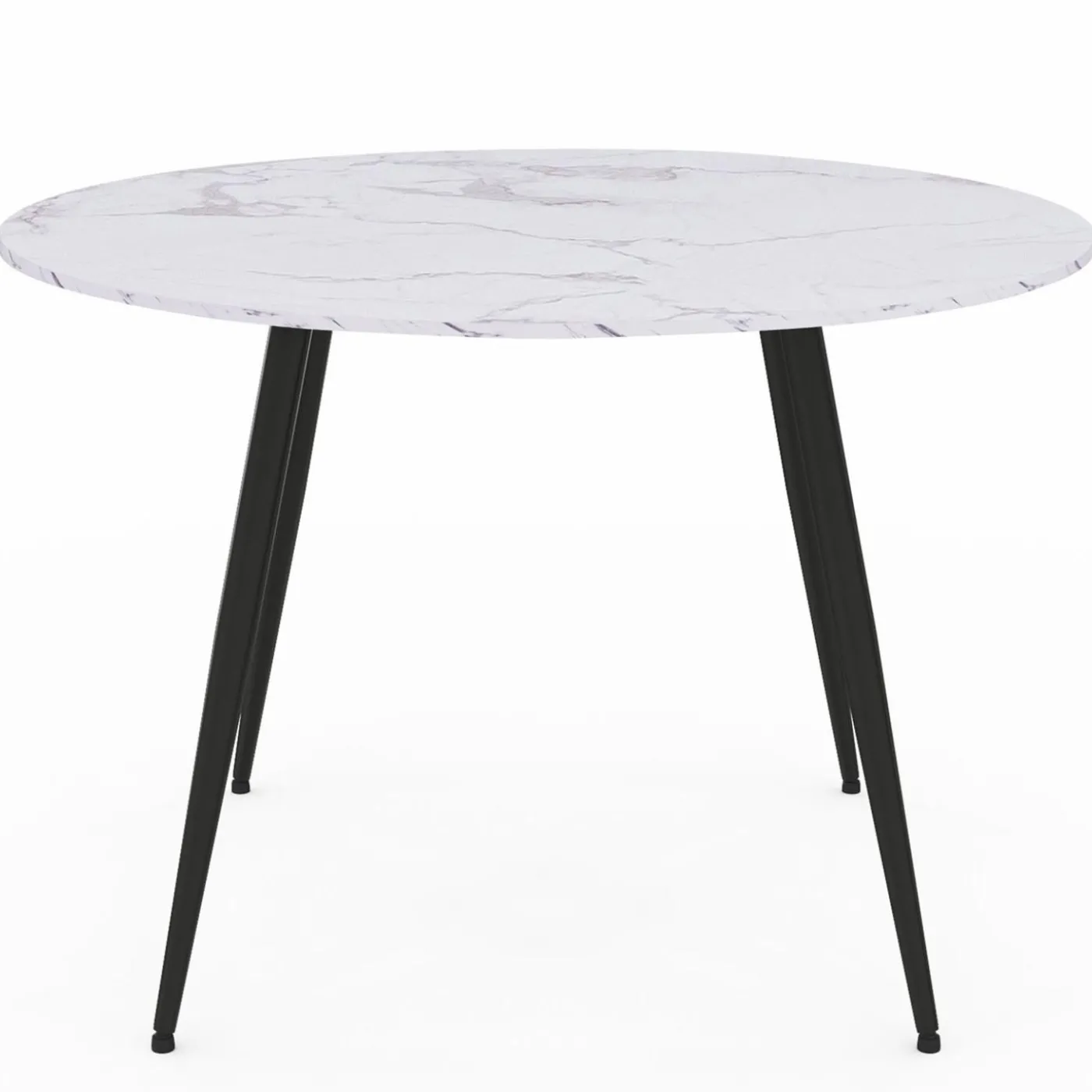 Table de cuisine ronde 4-6 personnes effet marbre blanc 110cm