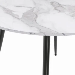 Table de cuisine ronde 4-6 personnes effet marbre blanc 110cm