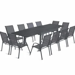Table de jardin extensible 12 places avec chaises