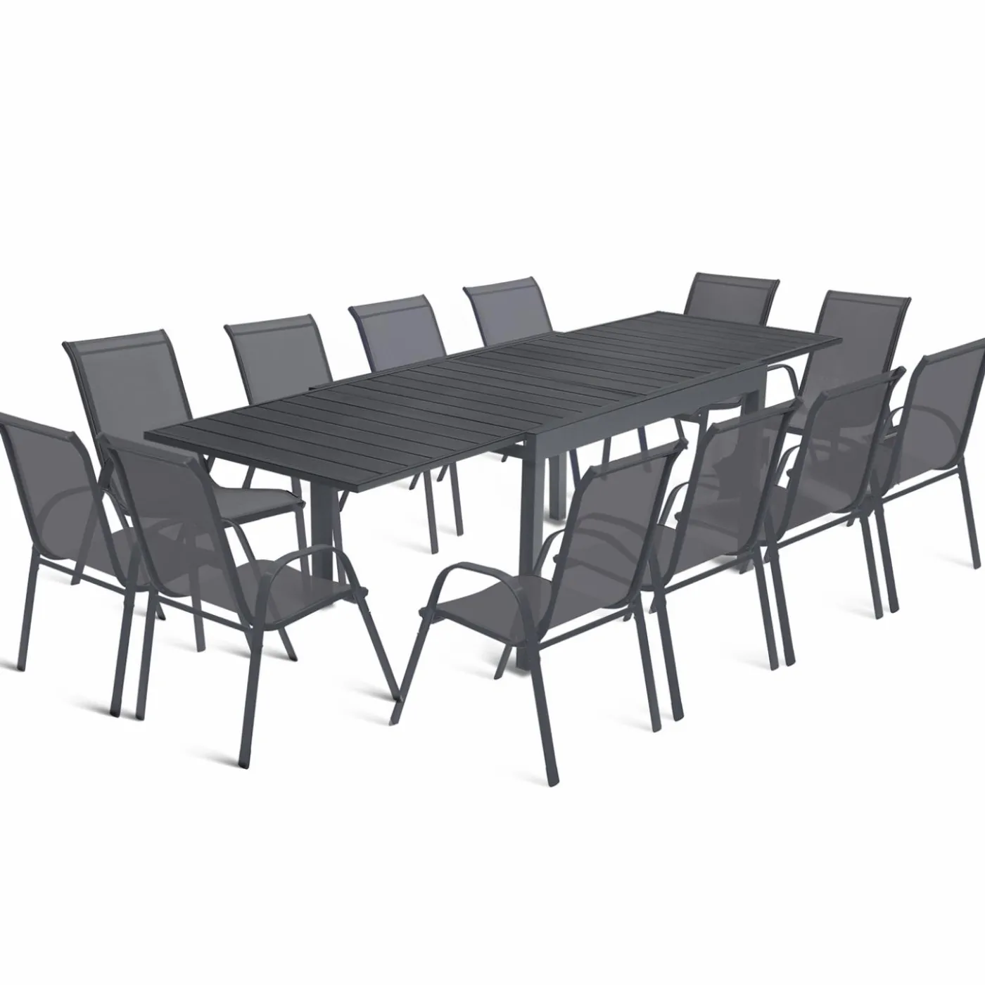 Table de jardin extensible 12 places avec chaises