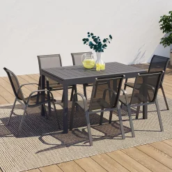 Table de jardin extensible 12 places avec chaises