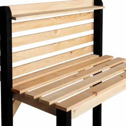 Table de plantation rempotage et préparation en bois naturel et noir