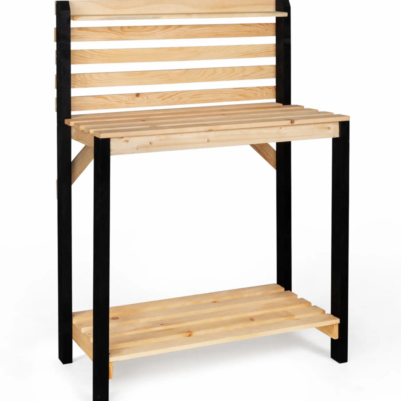 Table de plantation rempotage et préparation en bois naturel et noir