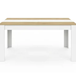 Table de salle à manger 8 personnes bois imitation hêtre et blanc