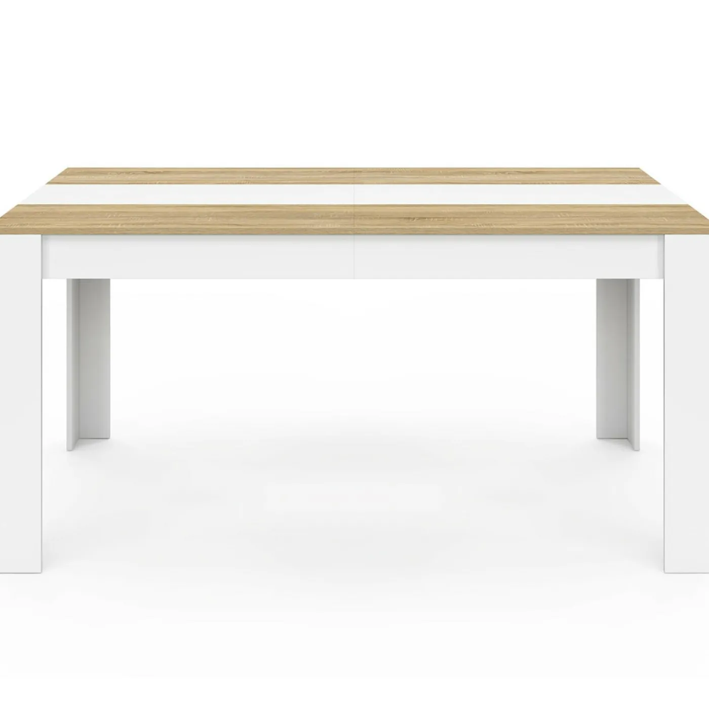 Table de salle à manger 8 personnes bois imitation hêtre et blanc