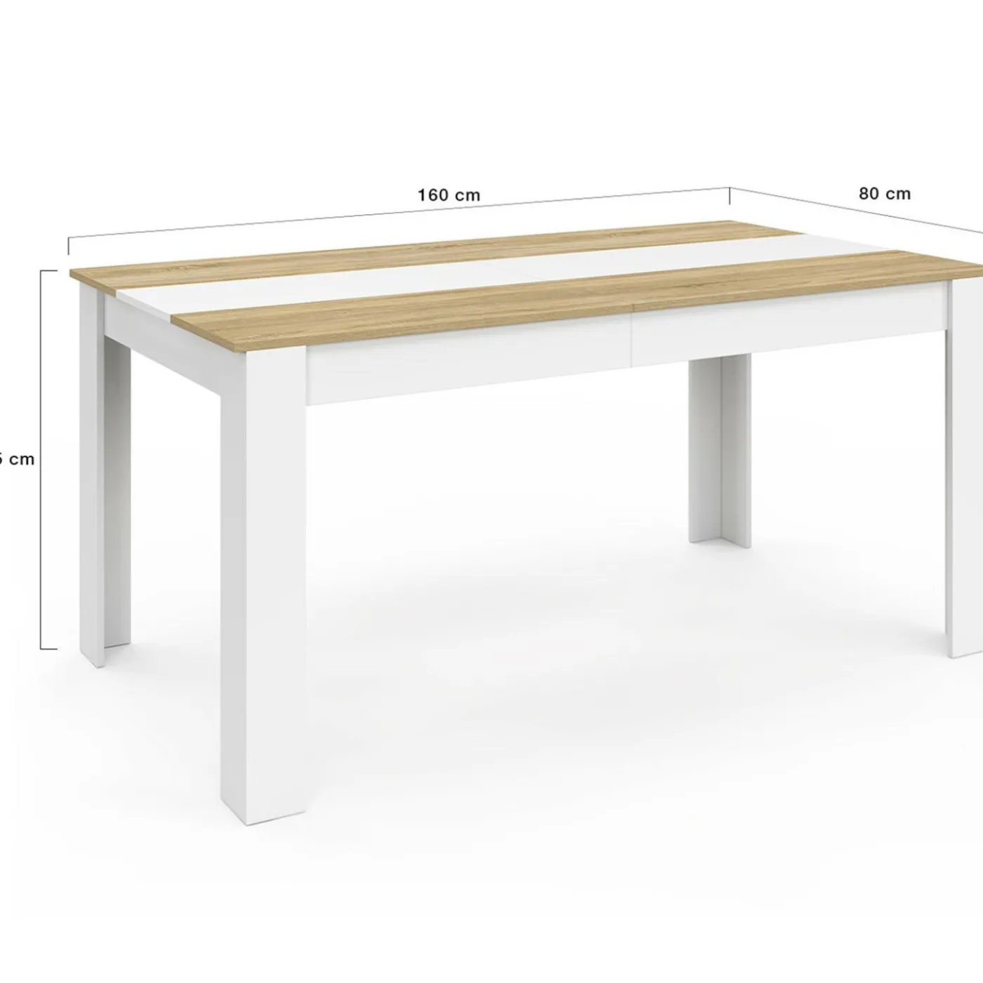 Table de salle à manger 8 personnes bois imitation hêtre et blanc