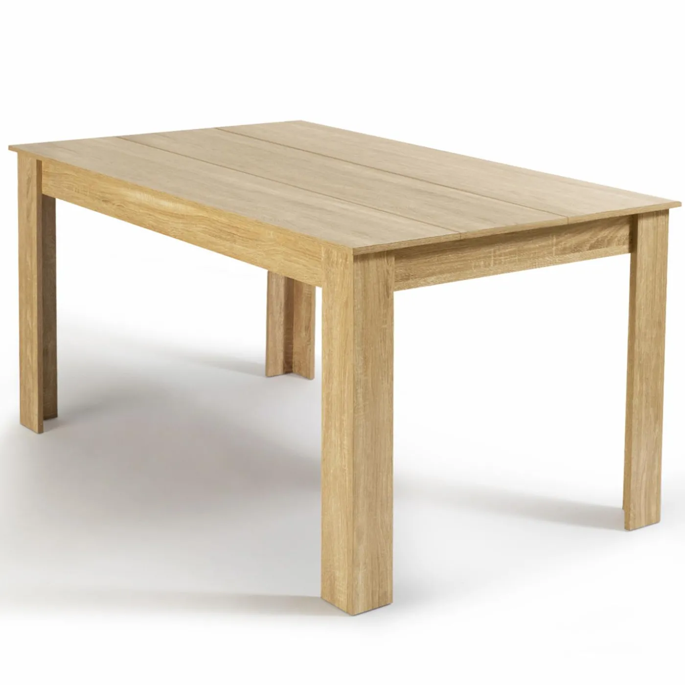 Table de salle à manger en bois imitation hêtre 6 personnes