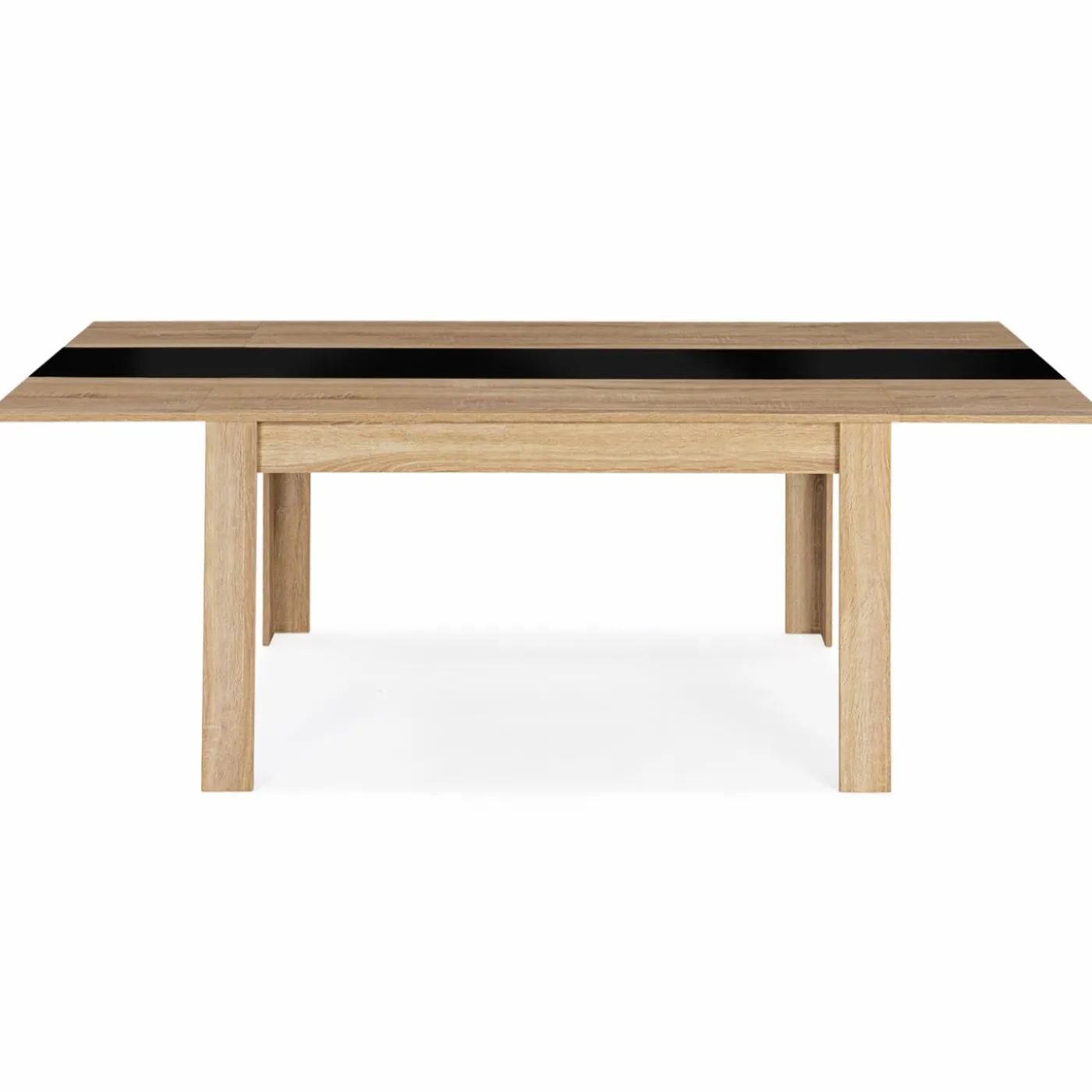 Table de salle à manger extensible en bois imitation hêtre et noire 6-10 personnes