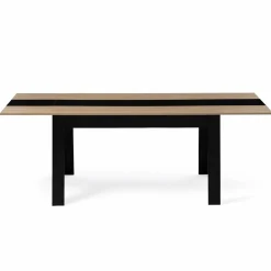 Table de salle à manger extensible noire et imitation hêtre 6-10 personnes