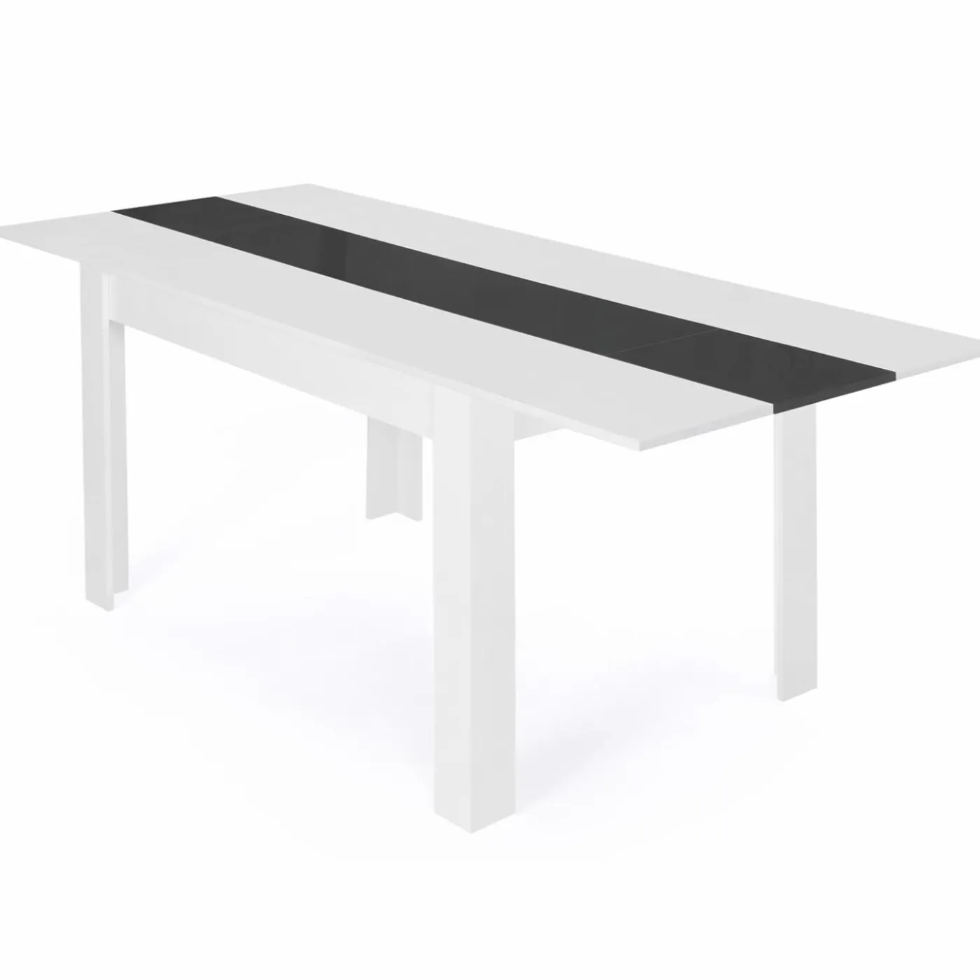 Table de salle à manger extensible blanche et grise 6-10 personnes