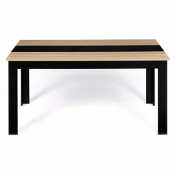 Table de salle à manger noire et imitation hêtre 8 personnes