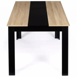 Table de salle à manger noire et imitation hêtre 8 personnes