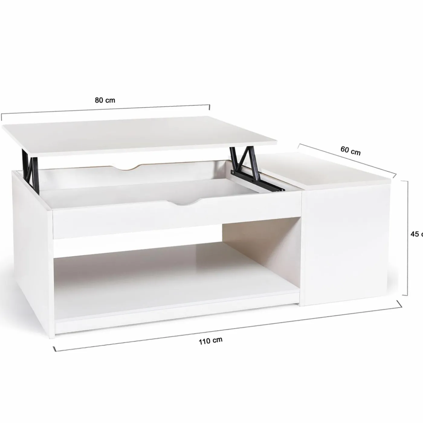 Table de salon avec plateau relevable blanche