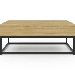 Table de salon industrielle avec plateau relevable