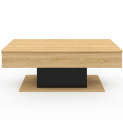 Table de salon relevable bois et noir
